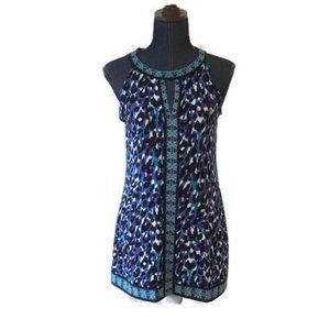 INC womens tunic blouse blue purple halter neck